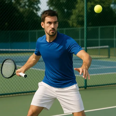Tennis Player in a Blue Shirt