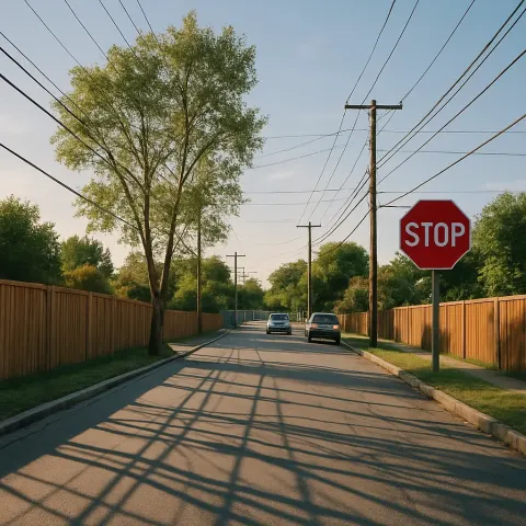 Peaceful Street in a Suburban Neighborhood