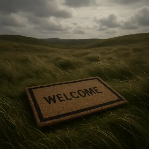 Across Rolling Hills of Tall Grass under a Vast Cloudy
