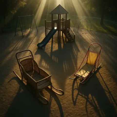 Community Playground in a Park on a Sunny Afternoon Takes