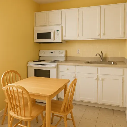 Small Kitchen with Yellow Walls