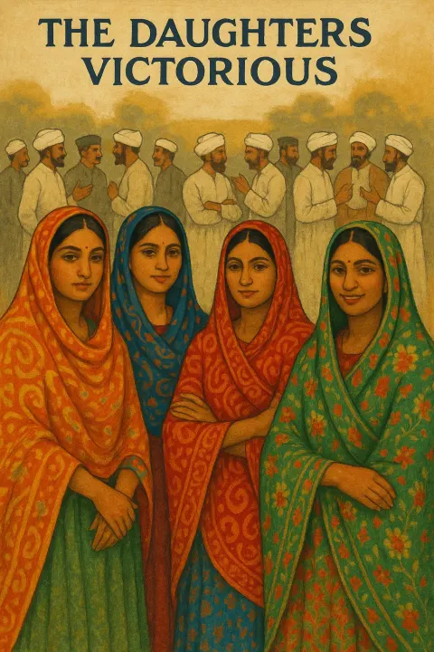 Group of Women Wearing Vibrant Patterned Shawls Stand