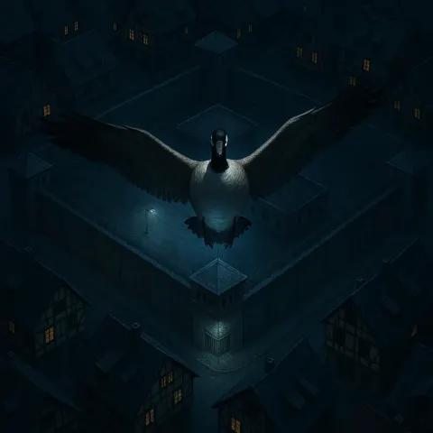 Centered Goose Hovers Above a Prison