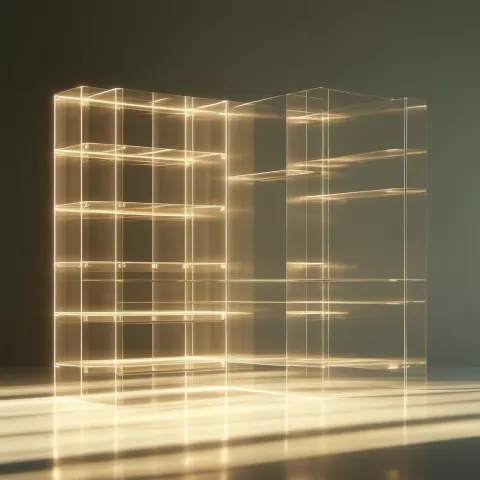 Empty Shoe Rack Floating in Golden Light