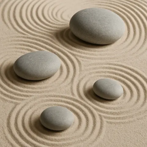 Amid the Carefully Raked Patterns of Gravel in the Zen