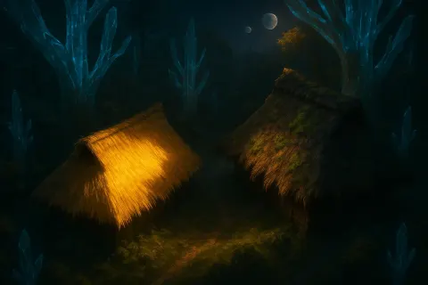 Within Forests of Giant Glowing Crystal Trees under Twin Moons