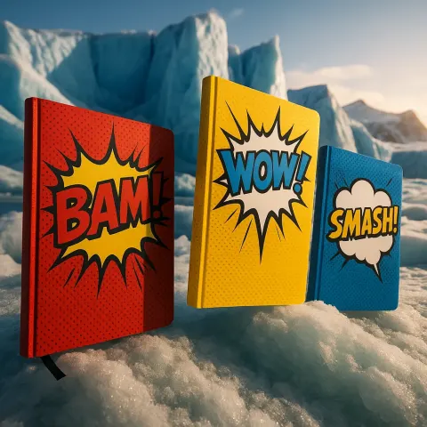 Three Varied Notebooks Erupt with Comic Book Flair