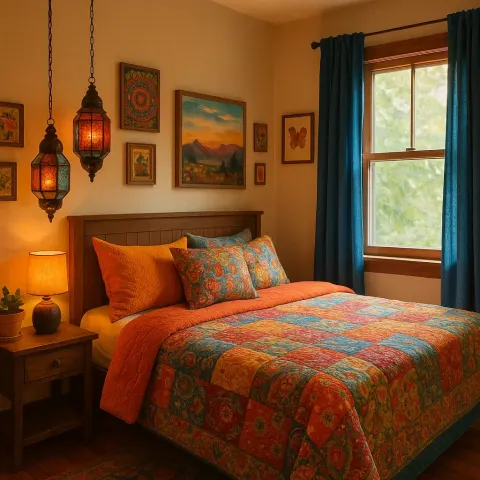 Cozy Bedroom with Colorful Bedding