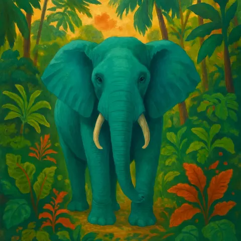 Elephant with a Teal Hue