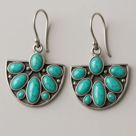 Two Silver Earrings Featuring a Semi-circular Design