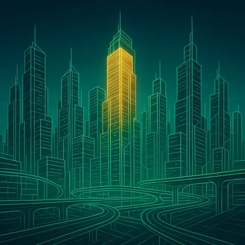 Digital Artwork Depicting a Visionary Urban Landscape