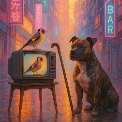 Futuristic Cyberpunk Streets with Neon Signs and Rain