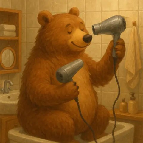 Bear Using a Hair Dryer