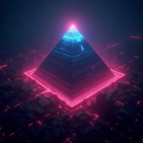 Great Pyramid Aglow in Vaporwave Neon