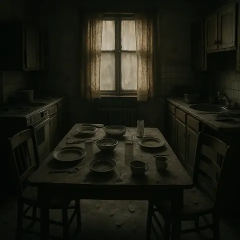 Gloomy Kitchen Shrouded in Darkness