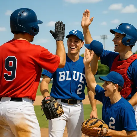 Players Engaging Energetically in a Vibrant Baseball Game