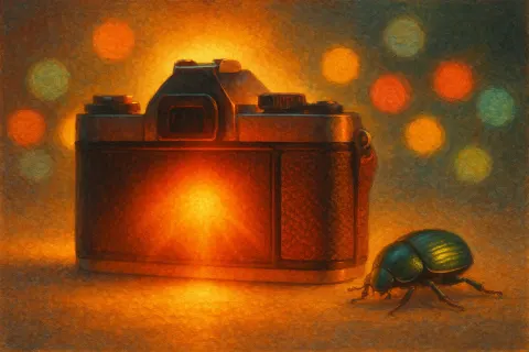 Retro Film SLR Design Reflex Camera with a Leather-accented Handgrip