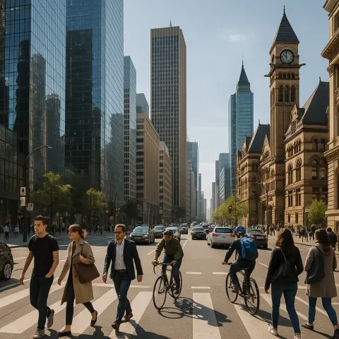 Lively Urban Setting Featuring People