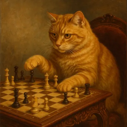 Detailed Oil Painting Showcasing a Golden Tabby Cat