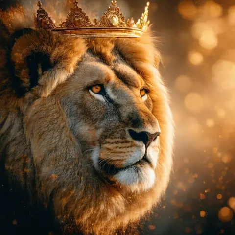 Crowned Lion in Warm Golden Bokeh