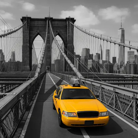 Black and White Image of the Brooklyn Bridge