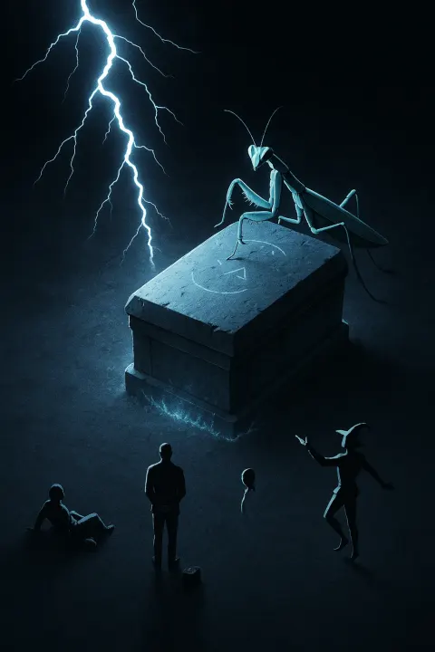 Beneath Brilliant Forked Lightning That Tears Through the Night Sky