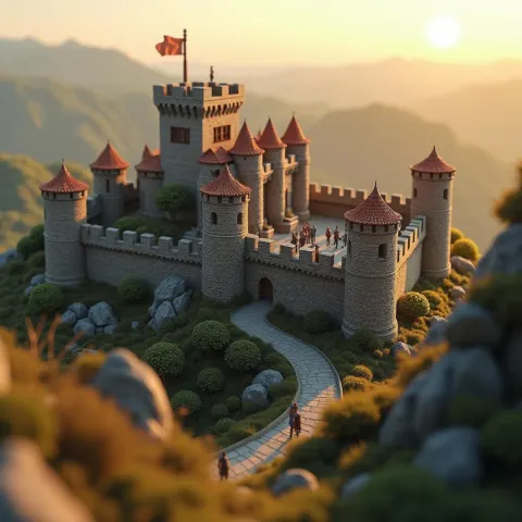 Fortified Castle Bustling in Volumetric 3D