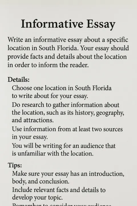 Assignment Sheet Detailing Instructions for Writing an Informative Essay About