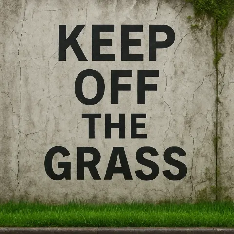 Prominent Sign with Bold Black Lettering Reads 'KEEP