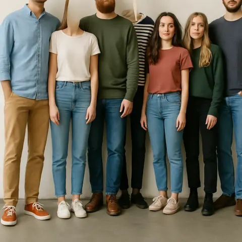 Line of People Stands Side by Side
