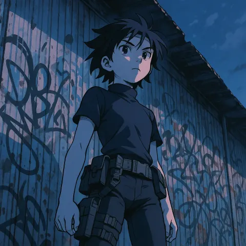 Anime Manga Style Teenager with Distinct Features Gazes Forward