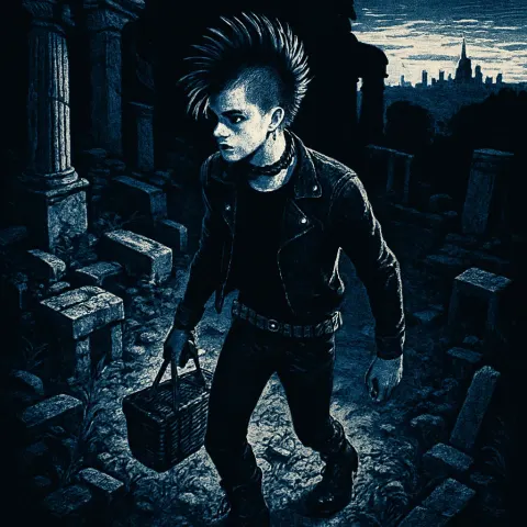 Teenager with a Distinct Sculptural Form and Punk-goth Attire
