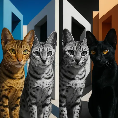 Three Diverse Egyptian Cats