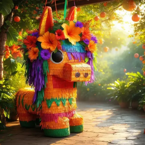 Traditional Pinata Blooming With Orange Flowers