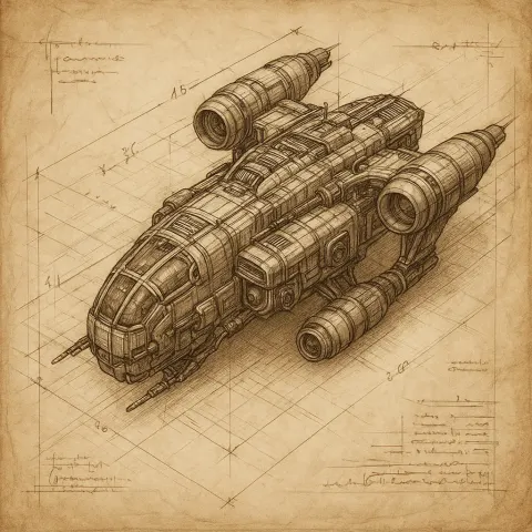 Draft a Precise Illustration of a Futuristic Spacecraft