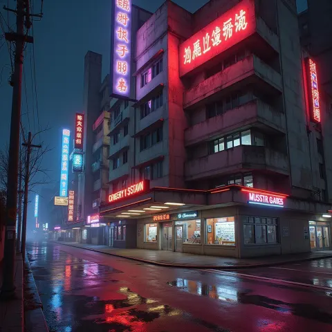 Brutalist Architecture Ablaze With Neon Signs