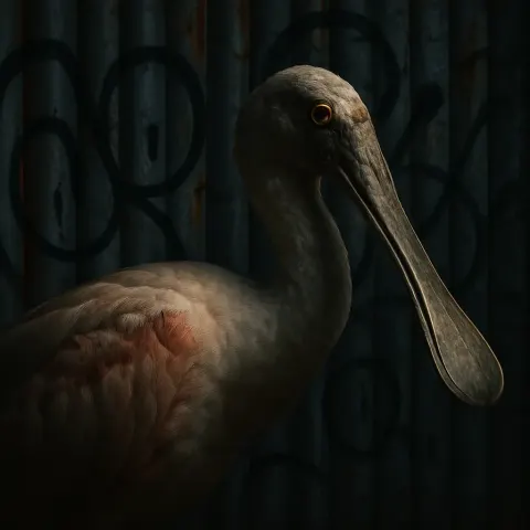 Dimly Side-lit Macro Spoonbill