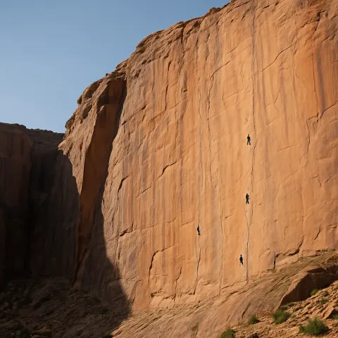 Few Distant Rock Climbers