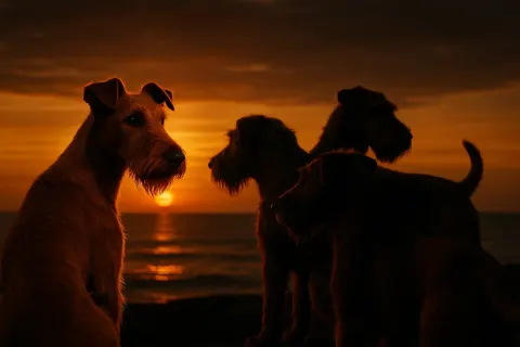 Four Irish Terriers