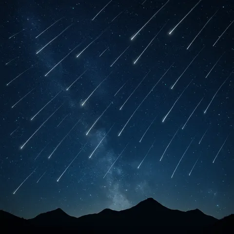 Scores of Brilliant Meteors Streak Across a Vast