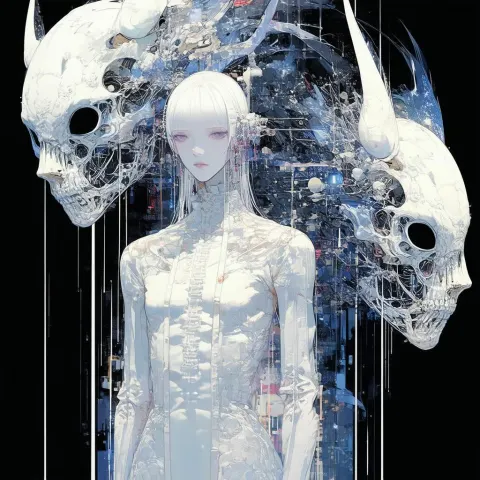 Masked Manga Creatures on X Ray Background