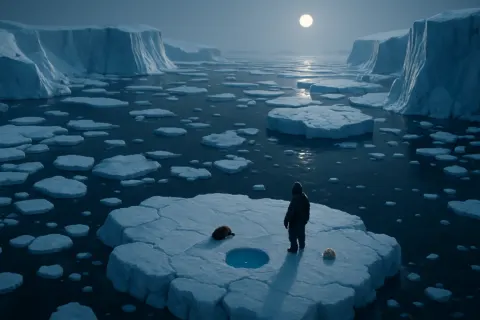 Photorealistic Arctic Expanse of Ice Floes and Towering Glaciers