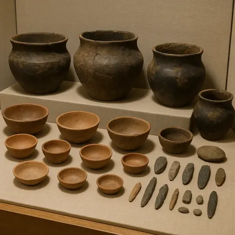 Museum Display Showcasing Ancient Pottery