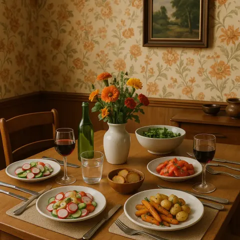 Dining Table with Dishes