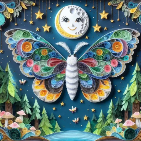 Giant Lunar Moth in Magical Forest