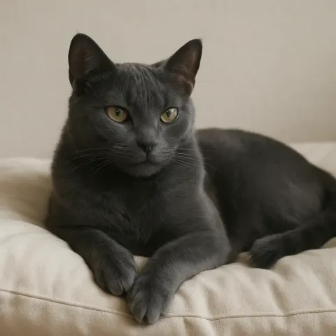 Perched on the Plush Cream-colored Cushion