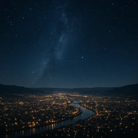 Innumerable Tiny Lights of a Sprawling Metropolis Twinkle
