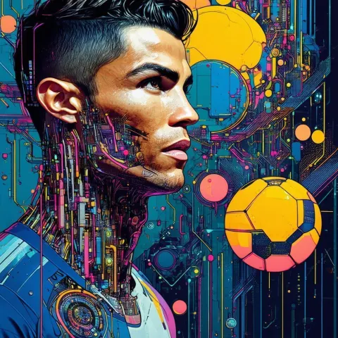Cristiano Ronaldo With Cyberpunk Implants
