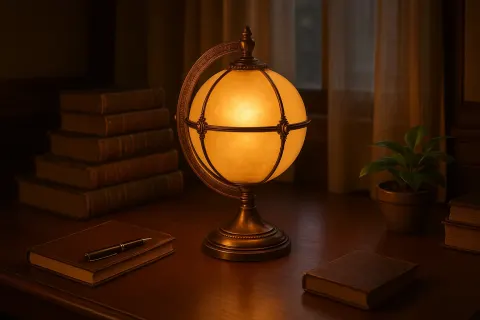 Globe-shaped Lamp with a Vintage Aesthetic