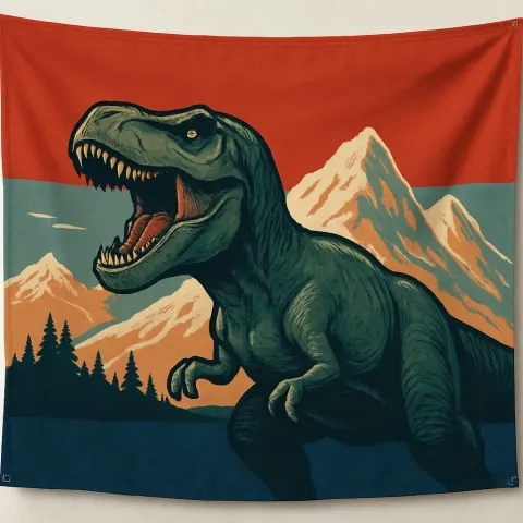 Flag Design Showcasing a Dinosaur Mid-roar